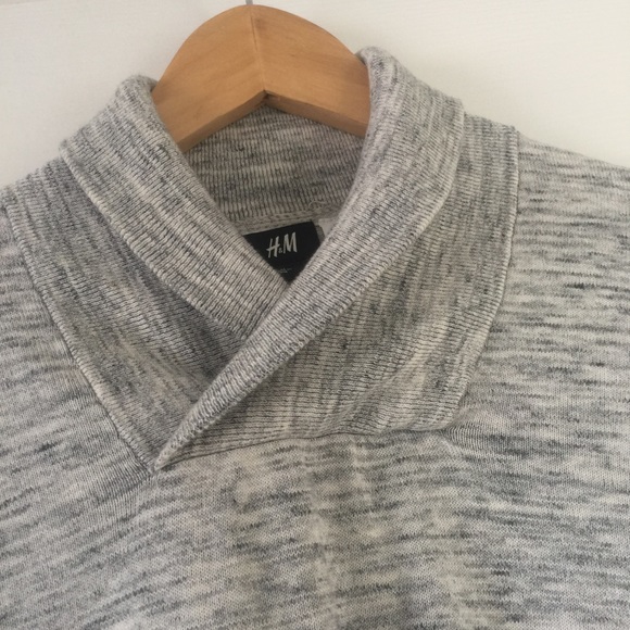 H&M speckled grey shawl collar sweater - sz M - Picture 2 of 7